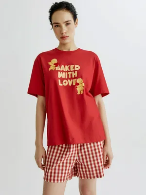 Домашняя футболка SELA оверсайз с принтом, арт. 38106