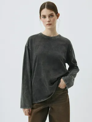 Лонгслив SELA ANNA OVERSIZE FIT с эффектом кислотной стирки, арт. 38204