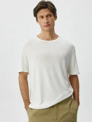 Футболка SELA из вискозы и льна, белый, арт. 38248