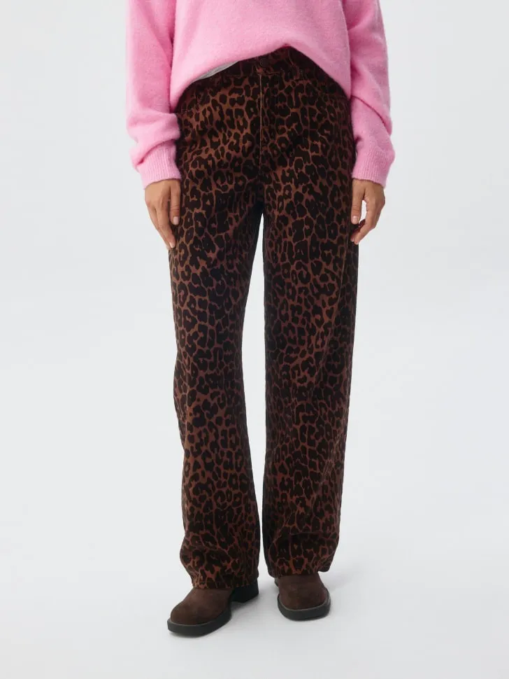 Джинсы STRAIGHT с флоковым лео принтом, разноцветный, арт. 3826