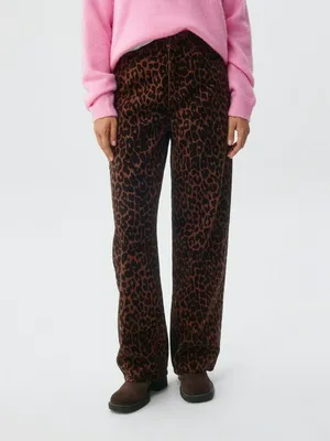 Джинсы STRAIGHT с флоковым лео принтом, разноцветный, арт. 3826