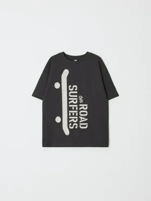 Футболка оверсайз SELA с принтом для мальчиков, серый, арт. 38283