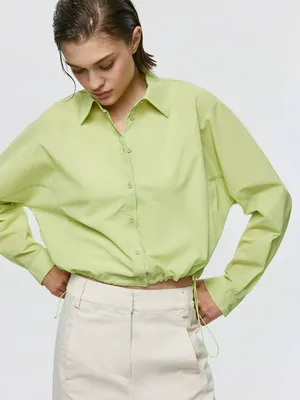 Укороченная рубашка оверсайз Sela, зеленый, арт. 38298