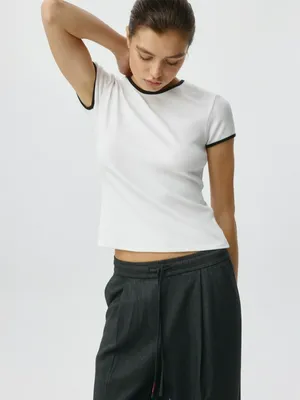 Облегающая футболка с контрастным кантом, арт. 3830