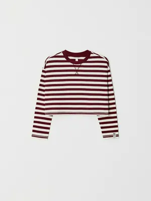 SELA Укороченный лонгслив в полоску, разноцветный, арт. 38301