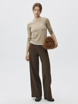 Трикотажные широкие брюки Sela, коричневый, арт. 38313