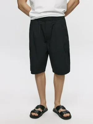 Удлиненные шорты Sela из смесового хлопка, черный, арт. 38319