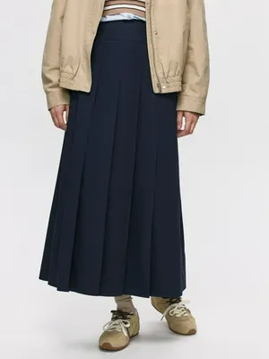 Юбка миди SELA в складку, синий, арт. 38339