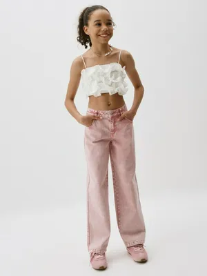 Джинсы Straight Fit для девочек SELA, розовый, арт. 38343