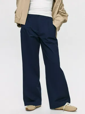 Широкие хлопковые брюки SELA, синий, арт. 38359