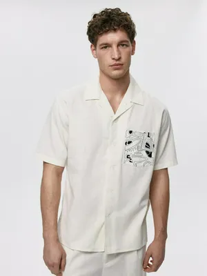 Рубашка Sela из смесового льна и хлопка, бежевый, арт. 38363