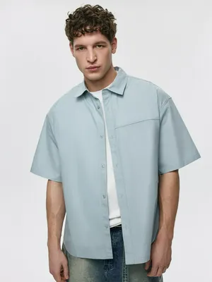 Рубашка оверсайз с коротким рукавом SELA, голубой, арт. 38370