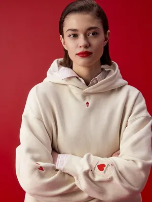 Худи SELA оверсайз с вышивкой, бежевый, арт. 38372