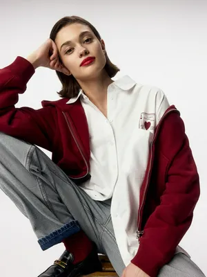 Рубашка Sela оверсайз с принтом, белый, арт. 38374