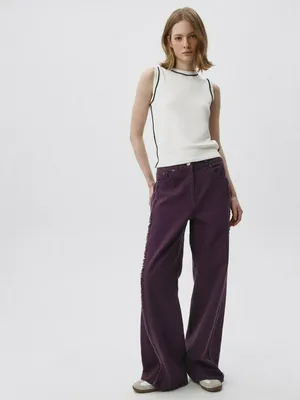 Широкие брюки SELA с бахромой, фиолетовый, арт. 38380