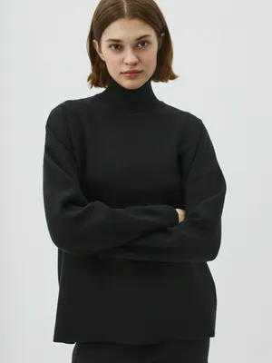 Вязаный свитер Sela с воротником-стойкой, черный, арт. 38391