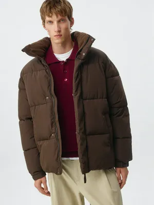 Стеганая куртка оверсайз, коричневый, арт. 3841