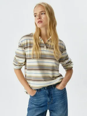 Лонгслив-поло в полоску, арт. 3843