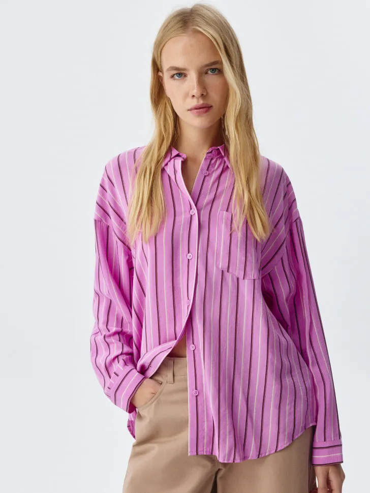 Рубашка оверсайз, розовый, арт. 3844