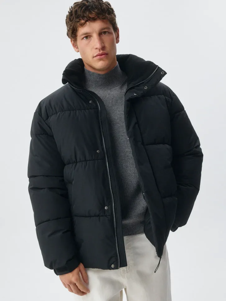 Стеганая куртка оверсайз, черный, арт. 3848