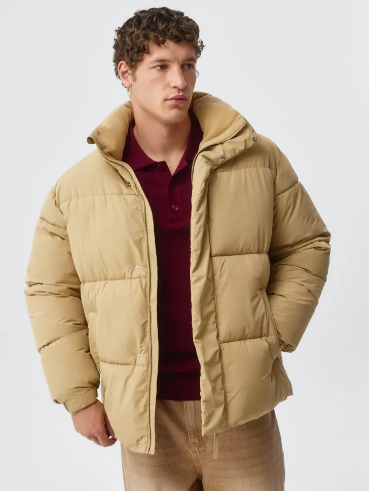 Стеганая куртка оверсайз, бежевый, арт. 3849