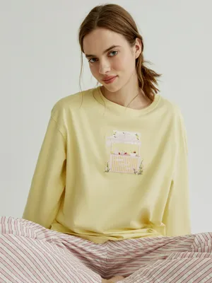 Sela Домашний лонгслив оверсайз с вышивкой, арт. 38709