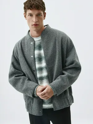 Бомбер SELA оверсайз из пальтовой ткани, серый, арт. 38807