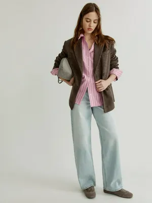 Джинсы Sela объемные с отвернутым поясом, голубой, арт. 38815