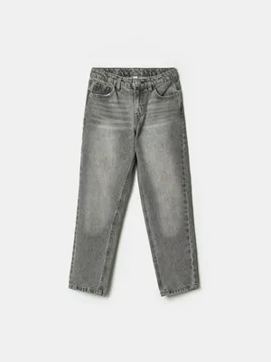 Джинсы мом SELA для девочек, серый, арт. 38817