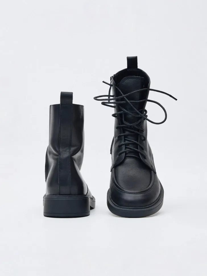 Ботинки из натуральной кожи на шнуровке, черный, арт. 3883