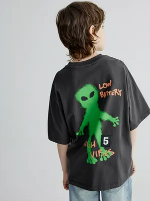 Футболка SELA оверсайз с принтом, серый, арт. 39029