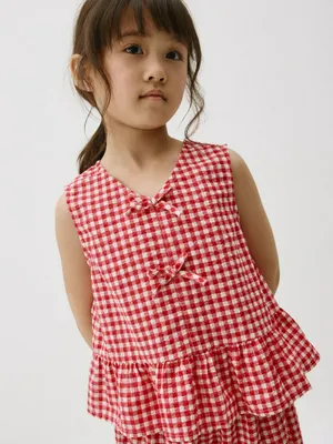 Нарядная блузка в клетку для девочек, арт. 3903