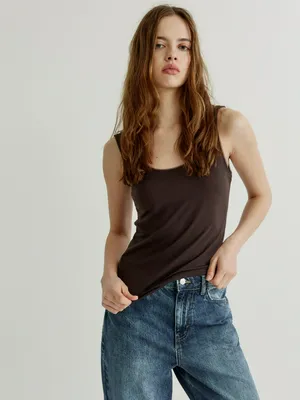 Топ SELA из тенселя и шерсти, коричневый, арт. 39030