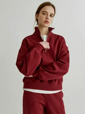 Свитшот SELA с высоким воротником на молнии, бордовый, арт. 39031