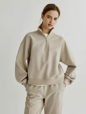 Свитшот Sela на молнии, бежевый, арт. 39035