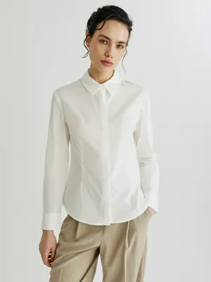 Рубашка SELA приталенная из хлопка, белый, арт. 39054