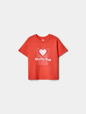 Футболка SELA с принтом для девочек, красный, арт. 39060