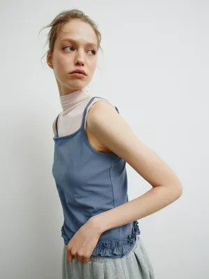 Топ Sela Young с оборкой, синий, арт. 39067