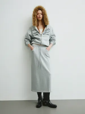 Трикотажная юбка миди SELA Young, серый, арт. 39077