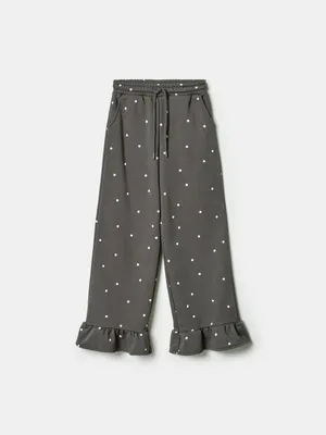 Трикотажные брюки SELA с оборками для девочек, серый, арт. 39080