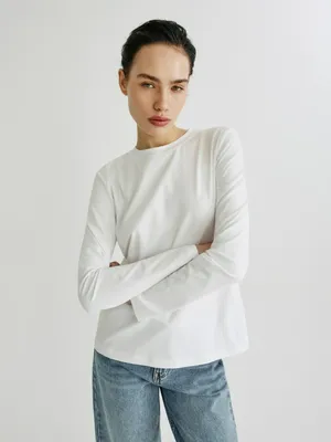 SELA Базовый Лонгслив, белый, арт. 39090