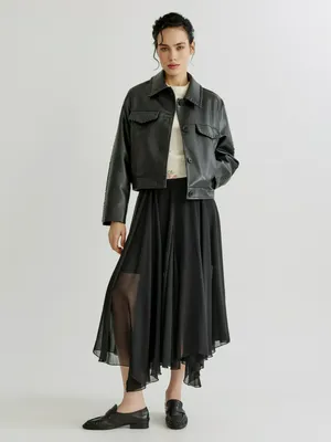 Юбка Sela шифоновая асимметричная, черный, арт. 39092