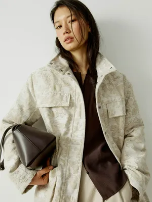 Парка SELA утепленная жаккардовая, бежевый, арт. 39109