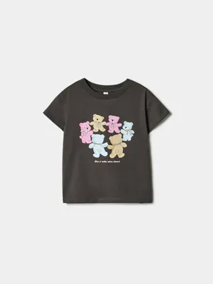 Футболка SELA с принтом для девочек, серый, арт. 39128