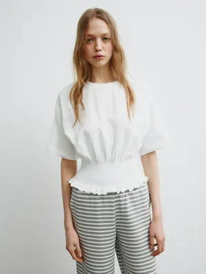 Футболка Sela Young с резинкой на талии, белый, арт. 39143