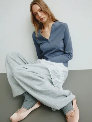 Лонгслив Sela Young с декоративными пуговицами, синий, арт. 39148