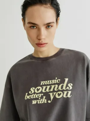 Футболка оверсайз SELA с принтом, серый, арт. 39154