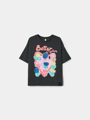 Футболка оверсайз SELA с принтом, серый, арт. 39158