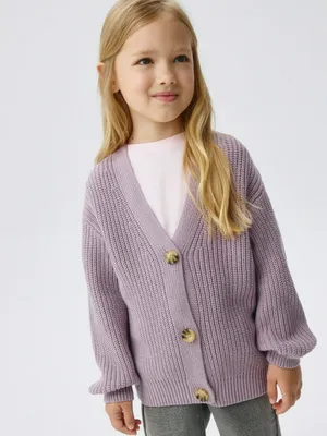 Базовый вязаный кардиган для девочек, фиолетовый, арт. 3920