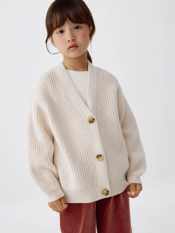 Базовый вязаный кардиган для девочек, бежевый, арт. 3921